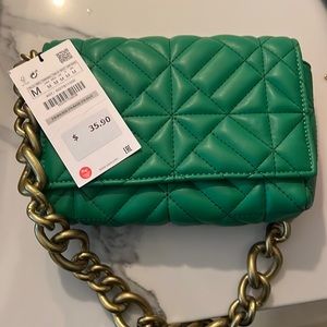 Green quilted purse